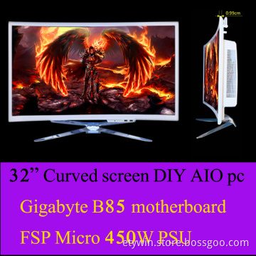 New all-in-one desktop pc gamer,32" curved parts in one pc with motherboard and power supply